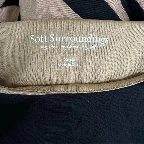 NWT Soft Surroundings “Here To Infinity” Striped Maxi Dress Black/Tan Small 6-8 - Picture 3 of 13